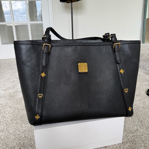 MCM Black and Gold Structured Tote Large - Picture 2 of 14